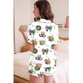 thumbnail image 2 of Women’s Mardi Gras Carnival Short Sleeve Silky Satin Pajama Set, 2 of 5