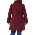 thumbnail image 4 of Agnes Orinda Women's Plus Size Coat Turndown Collar Single Breasted Warm Long Coats with Pocket 3X Burgundy, 4 of 7
