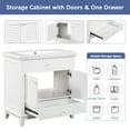 thumbnail image 5 of 30 Inch Bathroom Vanity Base Only, Single Bathroom Vanity Base with Two Shutter Door Cabinet and One Drawer, Bathroom Vanity Cabinet Without Sink, Solid Wood Frame (White), 5 of 9