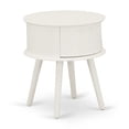 thumbnail image 2 of Round Nightstand Table - White End Table with Drawer - Bedroom Side Table - Stylish Rubberwood Design, 2 of 3