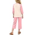 thumbnail image 4 of Cethrio Girls' Pajama Sets Short Sleeve, Summer Casual 2 Piece Color Block Kids' Sleepwear Pink Size 14, 4 of 8