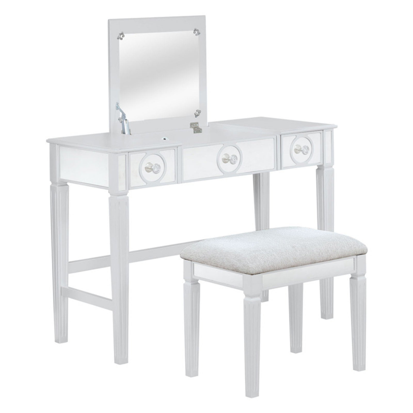 Linon Audrey Mirror Front Top Lift Vanity Set