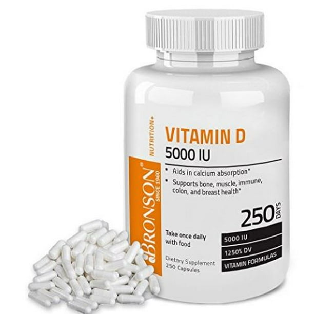 Bronson Vitamin D3 5000 IU Quick-Release Vitamin D Capsules, 180 Count ...