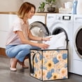 thumbnail image 7 of Home Organizer Foldable Fabric Storage Bin With Handle Pastel Peach and Blue Floral, 7 of 7