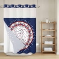 thumbnail image 6 of No Hook Shower Curtain with Snap in Liner, 4th of July Red Blue Floral Wreath Waterproof Fabric Bathroom Curtain Mesh Top Window, Patriotic Star Shower Curtains 48x72in, 6 of 9