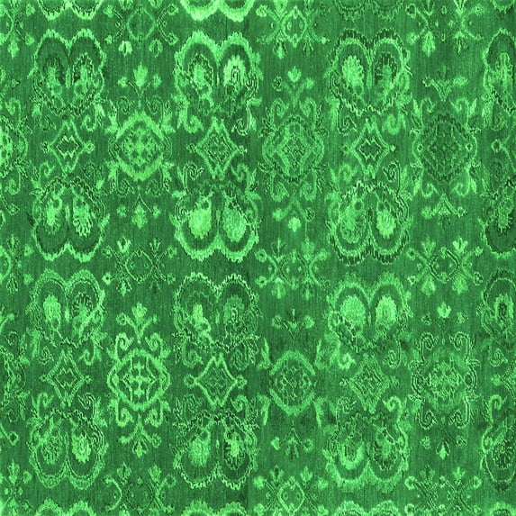 Ahgly Company Indoor Square Abstract Green Contemporary Area Rugs, 5' Square