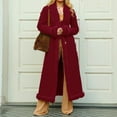 thumbnail image 6 of Winter Long Coats for Women Faux Suede Plush Shearing Jacket Lined Trench Coat Solid Color Fashion Casual Warm Overcoat, 6 of 6