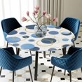 thumbnail image 5 of Elastic Fitted Round Tablecloth, Blue Polka Dots Waterproof Stretch Table Cover for 55"-60" Tables, Modern Abstract Art Washable Outdoor Tablecloths for Patio, Picnic, Camping, 5 of 9