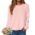 thumbnail image 2 of larppty Womens Sweatshirts Crewneck Basic Pullover Sweaters Fall Winter Cute Tops Teen Girls Clothes 2025 (Light Pink, M), 2 of 5