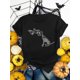 thumbnail image 1 of Halloween T-Shirt - Women's Sports Short Sleeve T-Shirt, Comfortable And Stylish For Sports And Daily Life, Halloween Skeleton Dog Pattern, 1 of 6