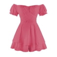 thumbnail image 2 of IBTOM CASTLE Women Boho Romper Off Shoulder Ruffle Chiffon Shorts Mini Dress Floral Print One Piece Casual Strapless Jumpsuit L Rose Pink, 2 of 7