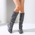 thumbnail image 4 of POROPL Winter Boots for Women,Knee High Boots Ruched Slouch Boots Low Heel Casual Dress Boots, 4 of 6