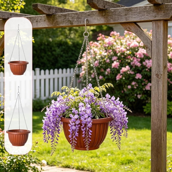 Nkmbld Hanging Planter Pots for Outside, Self-Watering Plant Pot Container Heavy Duty Empty Hanging Baskets for Window Porch Garden Balcony Decor