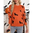 thumbnail image 4 of Halloween Sweaters for Women Trendy Bats Printed Pullover Sweaters Casual Knit Crewneck Sweater Tops Shermie, 4 of 6