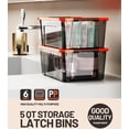 thumbnail image 5 of 5-Quart Small Storage Container Bin with Orange Secure Lid and Black Clear Latch Buckles, Durable Plastic Stackable Nestable Organizin, 6-Pack, 5 of 15