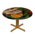thumbnail image 3 of PIKWEEK  Small Round Tablecloth for Side Table, Christmas Waterproof Oil-Proof Table Cloth, Roasted Pork ham Served with Baked Potatoes, Fits Round Table Diameter, for Outdoor Indoor Use, White, 3 of 7