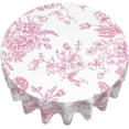 thumbnail image 3 of Pink Floral Tablecloth 70 x 70 Inch Round Chinoiserie Flowers Decorative Table Cloth Rustic Fabric Farmhouse Washable Table Cover for Picnic Party Holiday Home Indoor Outdoor, 3 of 6