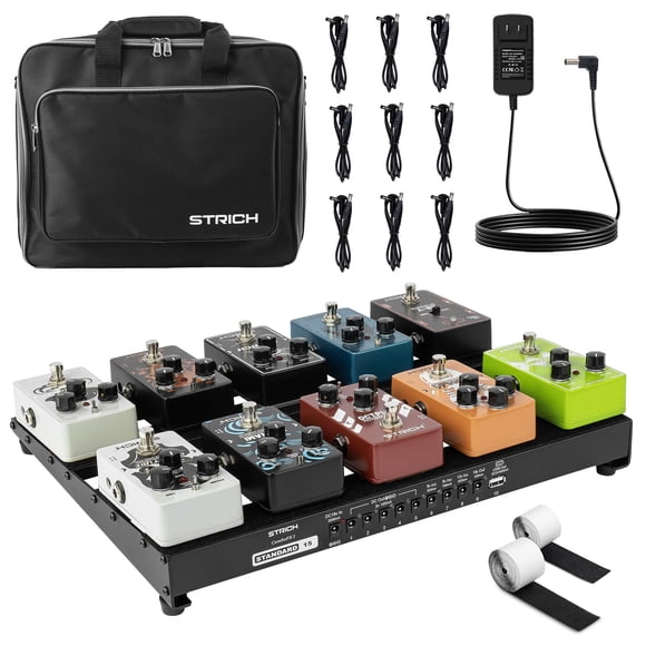 Pedalera de guitarra STRICH PB-S15 con fuente de alimentación y accesorios