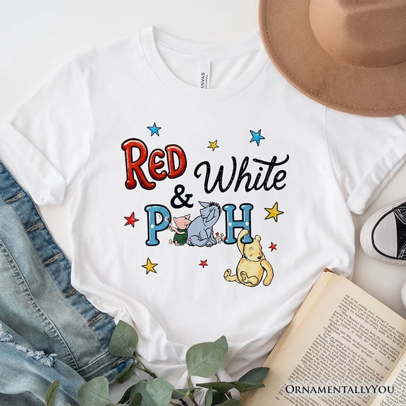 Patriotic 4th of July Red White & Proud T-Shirt, 1926 A.A. Milne Cute Winnie-the-Pooh USA Tee