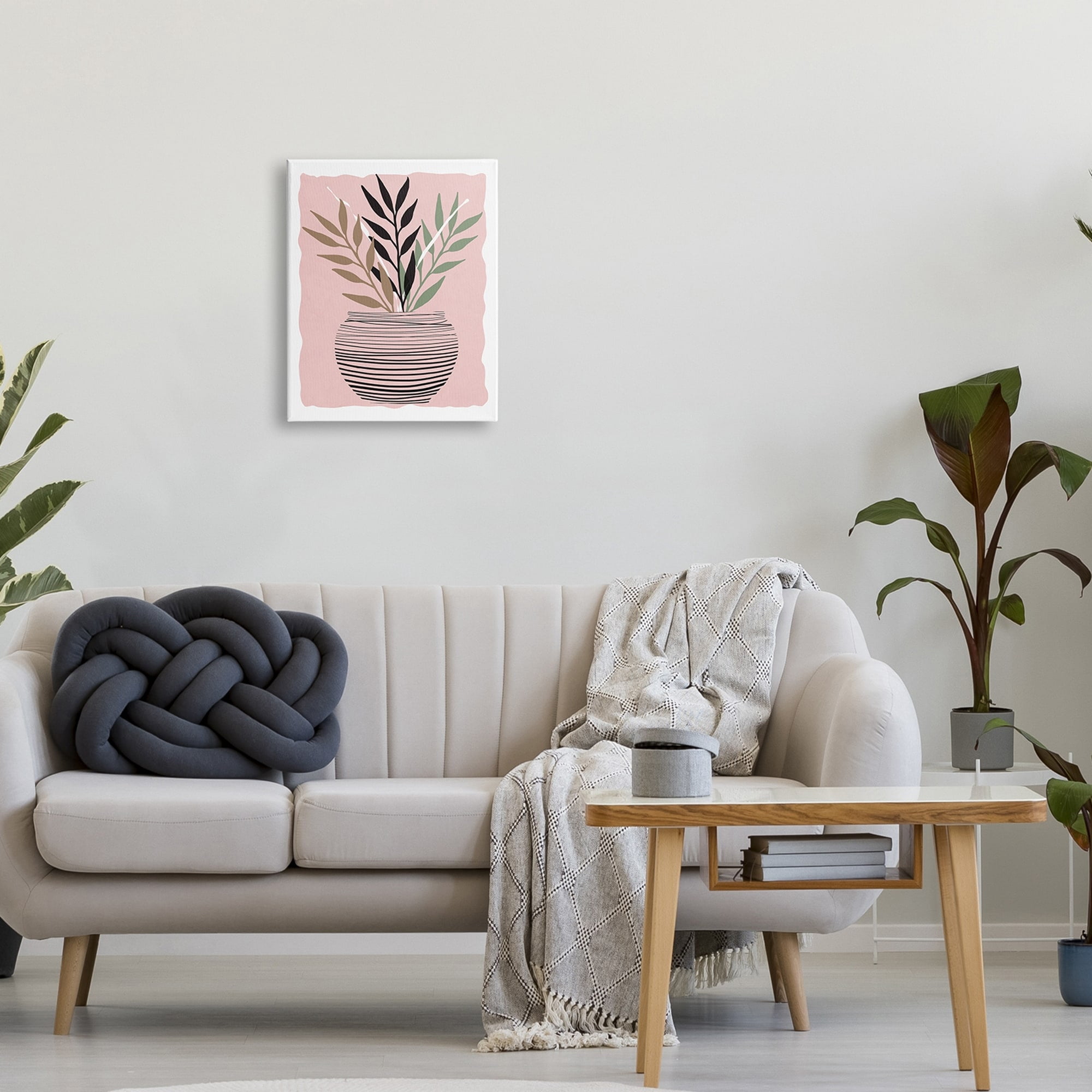 Stupell Industries Plant Sprout Branches Minimalistic Abstract Patterned Pot Pink,30 x 40, Design by Daniela Santiago