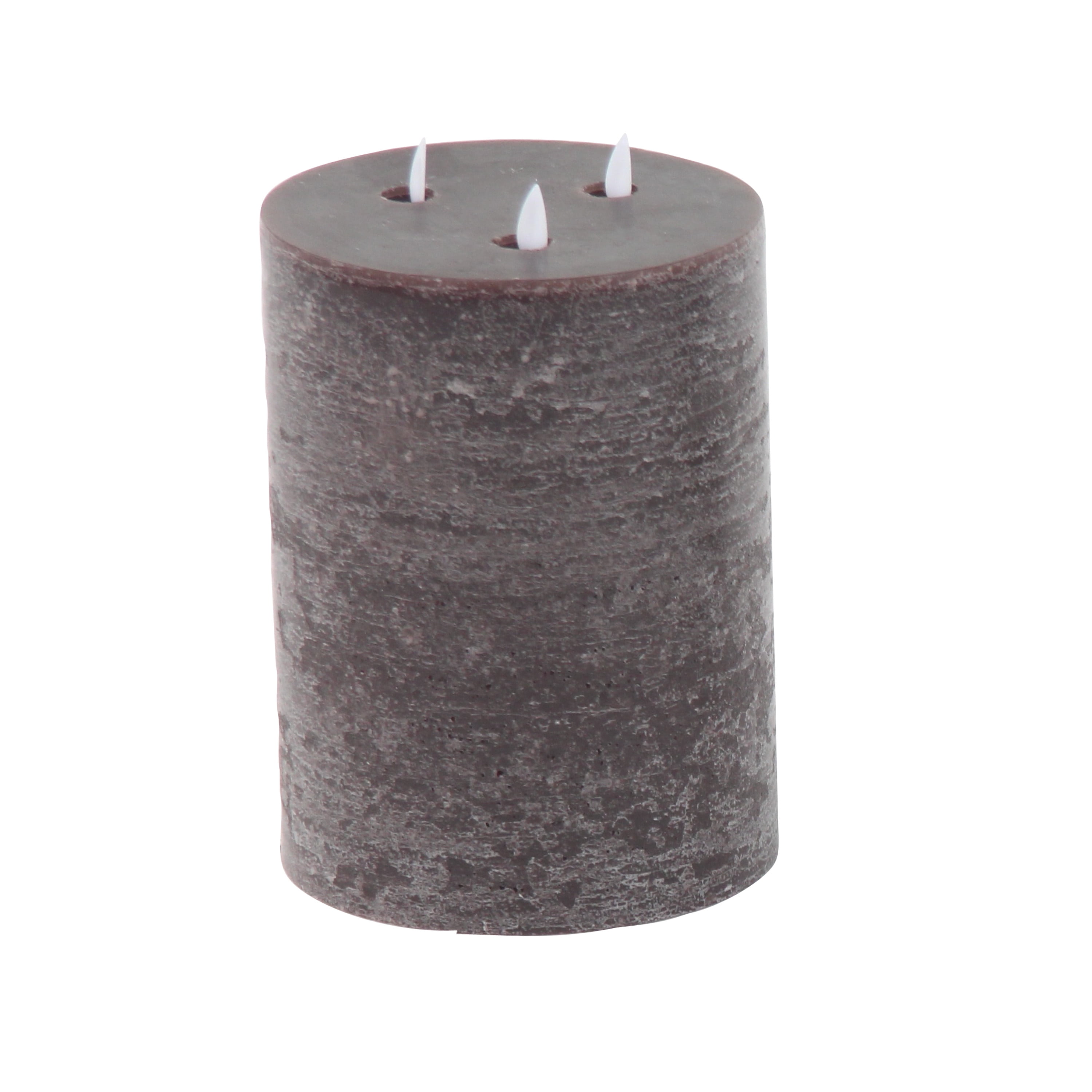 DecMode Brown Wax Indoor Outdoor Flameless Candle with Remote Control, Set of 3 4", 6", 8"H