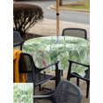 thumbnail image 5 of Outdoor Tablecloth with Umbrella Hole for Patio/Picnic/Party/Camping, Tropical Plants Waterproof Table Cloth Square Cover Washable, Summer Green Palm Leaves Wooden Grain (54"x 54"), 5 of 8