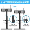 thumbnail image 3 of FITUEYES Universal Swivel Floor TV Stand with Mount Height Adjustable for Most TVs up to 65 Inch, Sturdy Tempered Glass Base and Component Shelves for Media Storage, 3 of 6