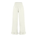 thumbnail image 5 of Nestiefly Linen Pants for Women Ruffle Wide Leg Pants Smocked High Waisted Boho Palazzo Pant Summer Lightweight Cotton Linen Pant White 2XL, 5 of 8