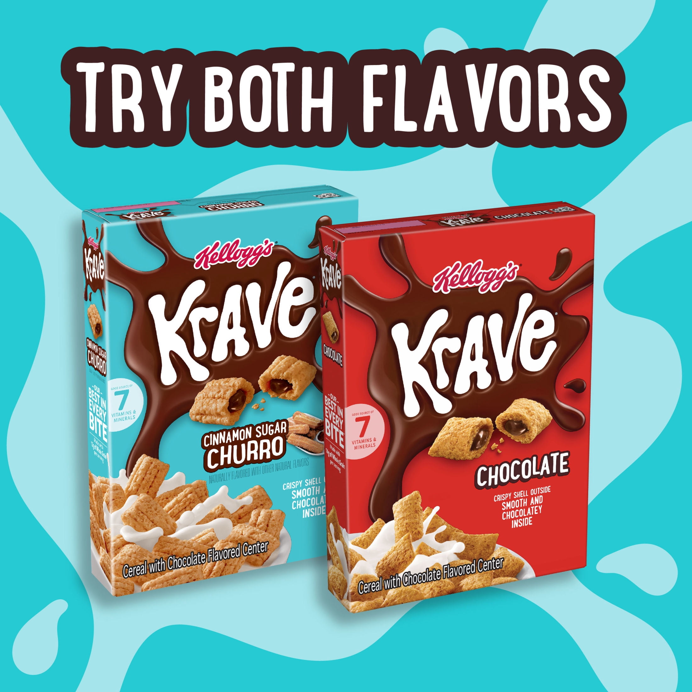 (3 pack) Kellogg's Krave Cinnamon Sugar Churro Breakfast Cereal, Breakfast Food, Family Size, 16.8 oz