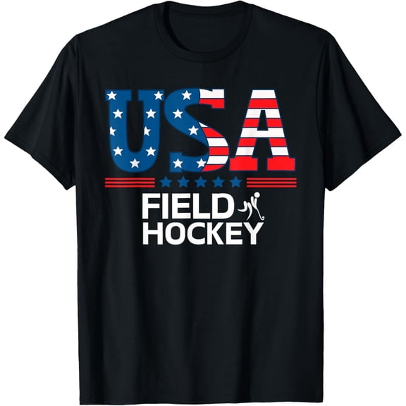 United States Flag Field Hockey USA Team Sport Field Hockey T-ShirtMen and women, Black T-shirt, size: Extra large S-4XL