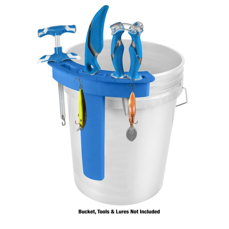 Cuda Fishing Bucket Tackle Center Tool Holder for 5 Gallon Buckets,  Plastic, Blue 