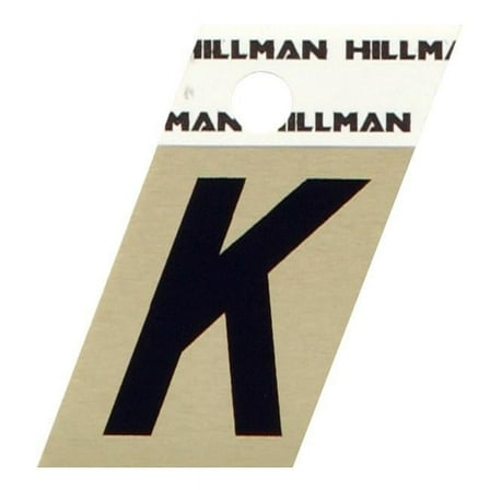 Hillman Group 840514 1.5 in. Black & Gold Glossy Aluminum Angle-Cut Adhesive Letter - K - 6 Piece