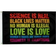 Science is Real Black Lives Matter BLM Love Rainbow 3x5 Feet Banner Flag Human 3'x5'