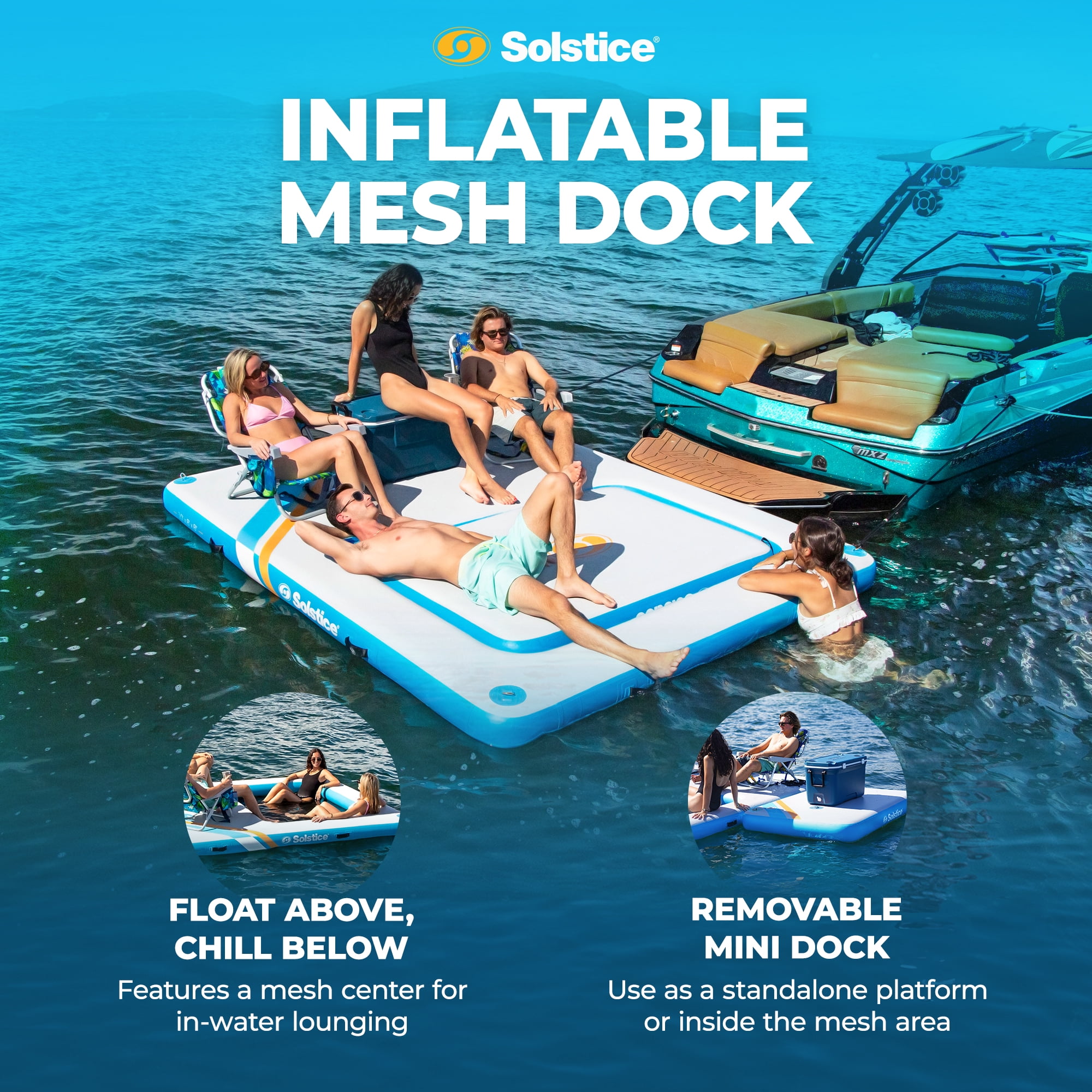 SOLSTICE Original Inflatable Mesh Dock Platform, 10ft x 8ft