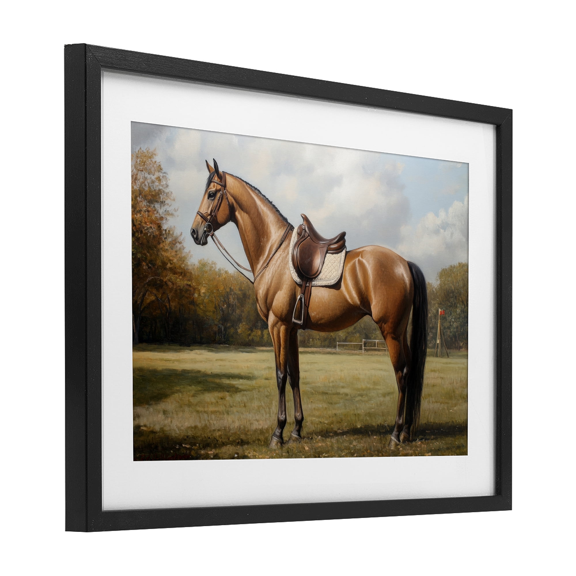Stupell Industries Show Ready Horse with Saddle Black Framed Print Under Glass, design by Petal Prints Design