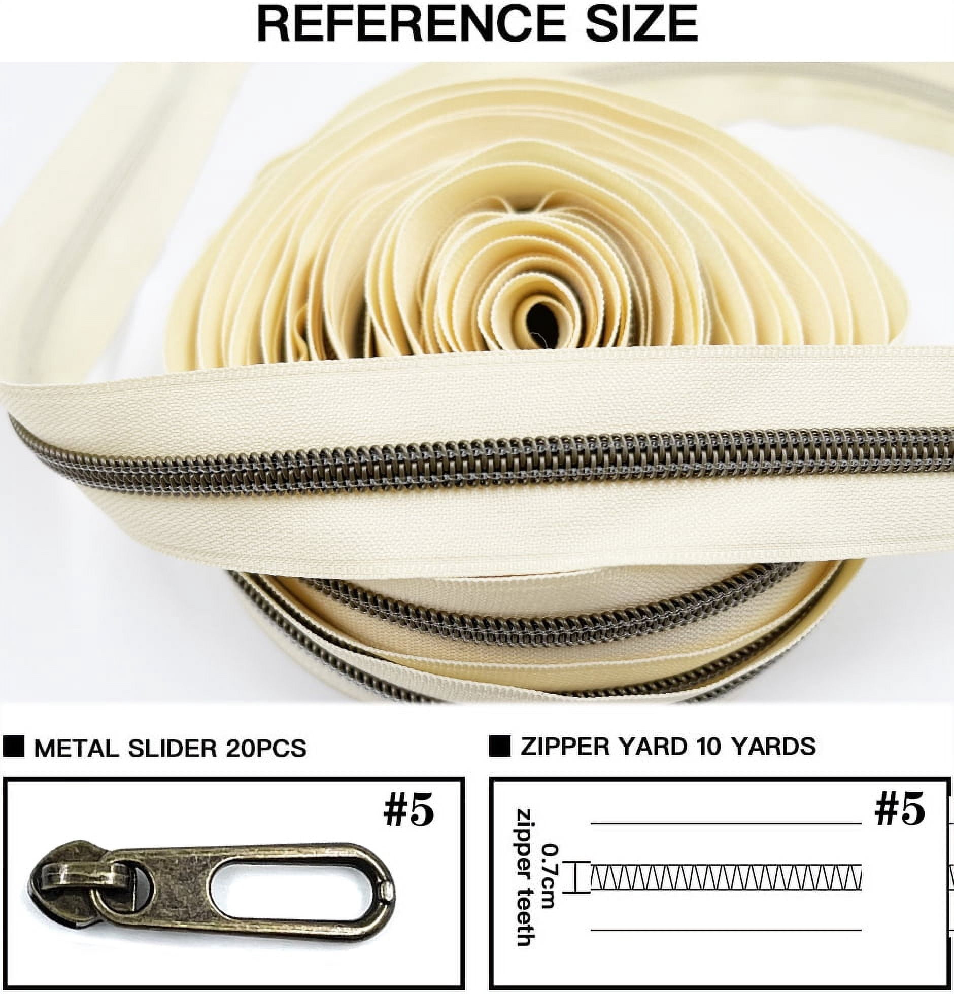 YIXI-SBest Nylon Coil Zippers #5 10 Yards Sewing Zippers Bulk with 20PCS Zipper Slider for DIY Sewing