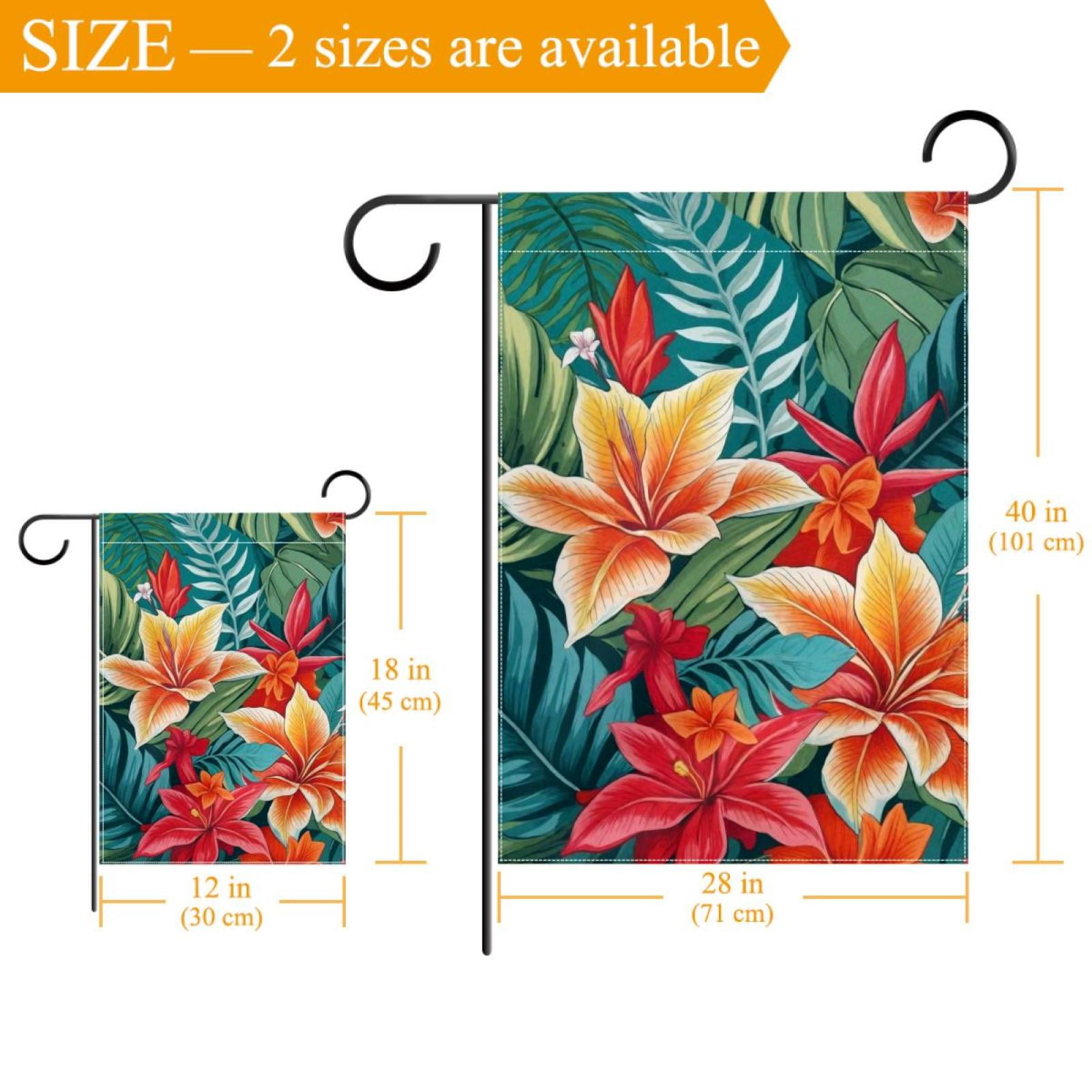 Welcome Colorful Leaves Tropical Pattern Garden Flag, Vertical Double Sided Small House Flag, Yard Farmhouse Outdoor Deck Veranda Lawn Decor 28x40 Inch
