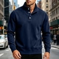 thumbnail image 2 of Fengqque Men’s Classic Quarter Button Stand Collar Sweatshirts Golf Daily office Wear Four Button Placket Long Sleeve Regular Fit Pullover Tops Navy L, 2 of 6