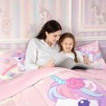 thumbnail image 4 of Manfei Cartoon Floral Unicorn Queen Comforter Set 3 Pieces,Cute Rainbow Animal Comforter Sets Queen,1 Comforter and 2 Pillowcases,Reversible, 4 of 6