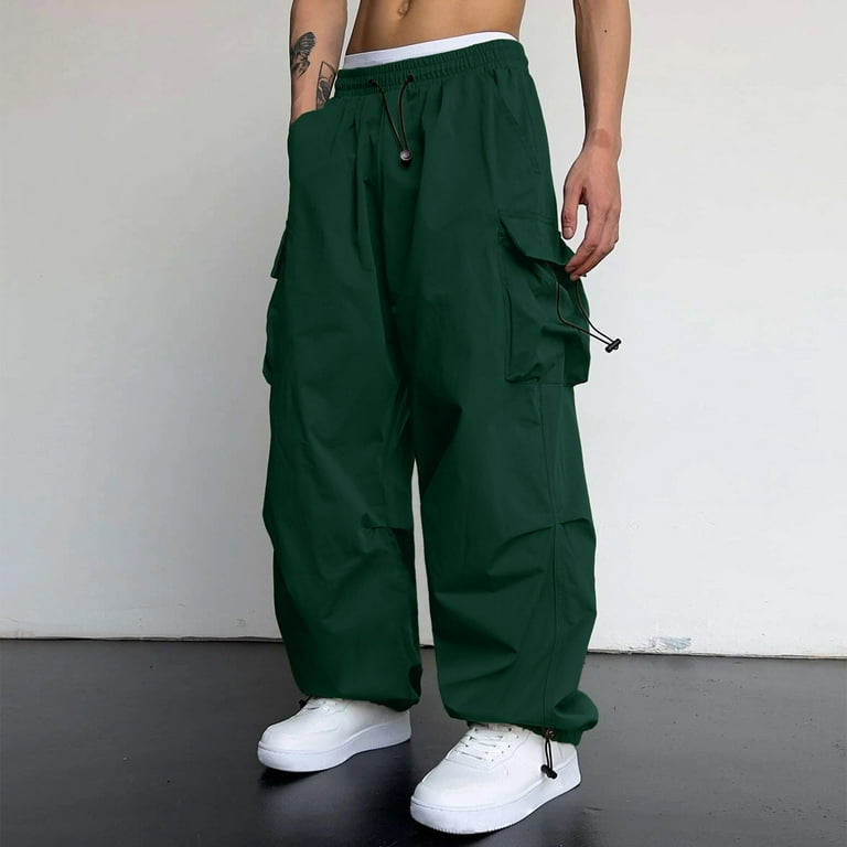 Caqnni Men Cargo Pants, Cargo Pants for Men Baggy Parachute