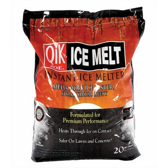 Qik Joe Ice Melt 30020 Calcium Chloride; Pellets; -25 Degree Fahrenheit Lowest Effective Temperature; 20 Pound Poly Bag