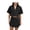 black, variant on Women Utility Denim Skirt Set V Neck Short Sleeve Top Outfit