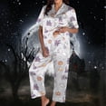 thumbnail image 2 of Matching Sets Women Clothing Simple Lightweight Breathable Halloween Fall Soft 2 Piece Sets Cute Pumpkin Short Sleeve Top With Long Pants Soft Pajama Set Gray XXXL, 2 of 4