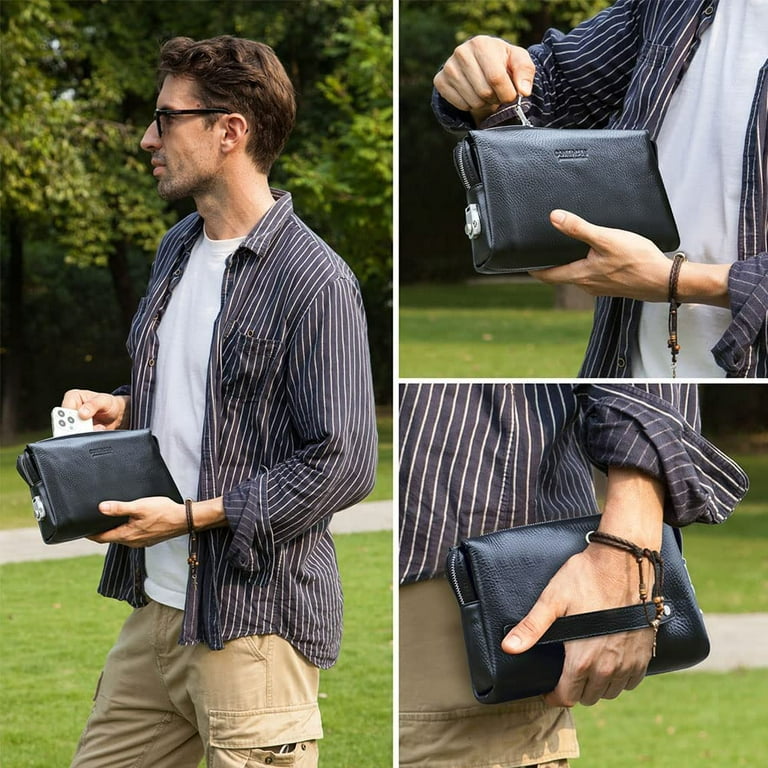 Leather Men Clutch Purse Bag, Mens Business Code Lock Wallet Anti Theft  Clutch Purse Phone Holder Handbag Travel Bag