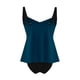 thumbnail image 5 of Conjunto de Bikini de Cintura Alta para las Mujeres Color Sólido Correa sin Espalda Dos Piezas, Bloque de Color Fuera Del Hombro Tanjini Traje de Baño, 5 of 7