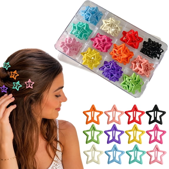 Accessories, Colorful Clips, Star Barrettes, 15Pcs Metal Star Clips, 1.5 Inch Five-Pointed Star Snap Clips Set, Suitable for Girls, Women and Kids to Style Casual, Festive and