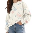 thumbnail image 3 of Kaondbfi Soft and Graceful Floral Print Sweatshirts for Women Fall Fashion Round Neck Pullover Tops Womens Loose Fit Long Sleeve Hoodless, 3 of 9