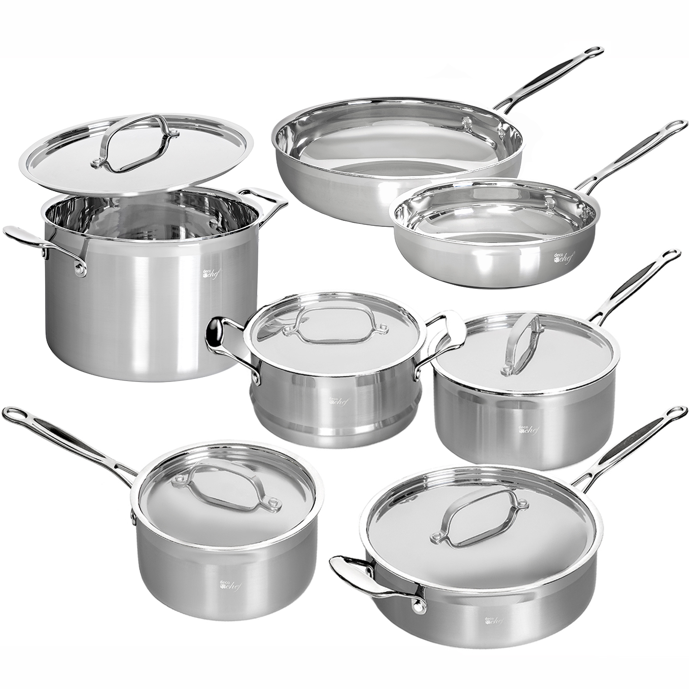Deco Chef 12Piece Stainless Steel Professional Cookware Set with Tri