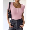 thumbnail image 4 of Zeagoo Shirt Business Casual Tops for Women Short Sleeve Tshirts Shirts Square Neck Slim Basic Baby Tees, 4 of 6