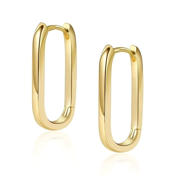 925 Sterling Silver Hoop Earrings for Women Trendy Small Square Hypoallergenic 14K Gold Plated Hoop Earrings Geometric Minimalist Rectangle Hoops Earrings